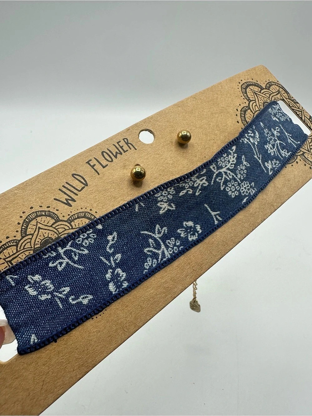 Wild Flower Floral Blue Headband with Earrings NWT